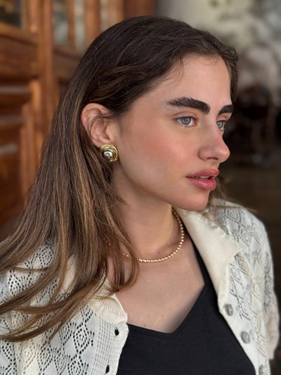 Retrobird Vintage Style Altın - Gümüş Renkli Tasarım Küpe