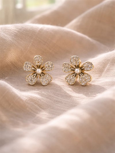 Retrobird Vintage Style Altın Renkli Aurielle Çiçek Küpe