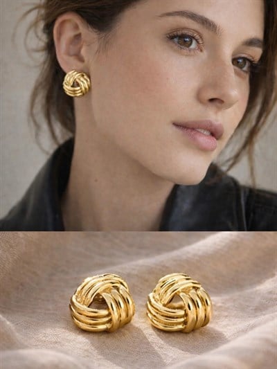 Retrobird Vintage Style Atelier Gold Renkli Düğüm Küpe
