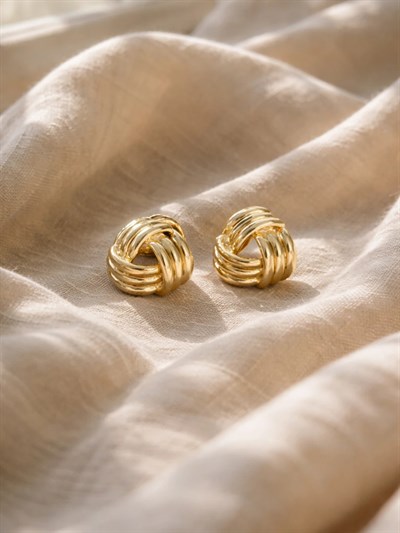 Retrobird Vintage Style Atelier Gold Renkli Düğüm Küpe