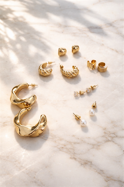 Retrobird Vintage Style Golden Muse Gold Renkli 6lı Küpe Seti