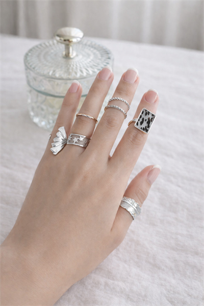Retrobird Vintage Style Golden Romance Silver Colored 7-Piece Ring Set