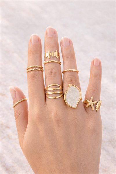 Retrobird Vintage Style Golden Romance Gold Renkli 9lu Yüzük Seti