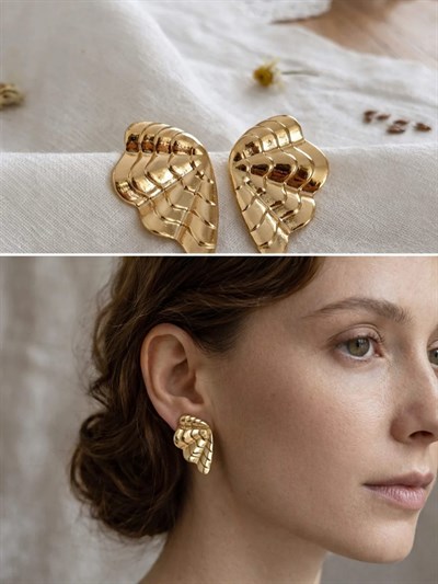 Retrobird Vintage Style Tasarım Altın Renkli Küpe