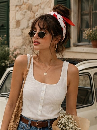 Retrobird Watermelon Vintage Kırmızı Bandana Fular