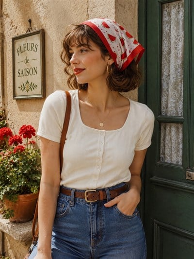 Retrobird Watermelon Vintage Kırmızı Bandana Fular