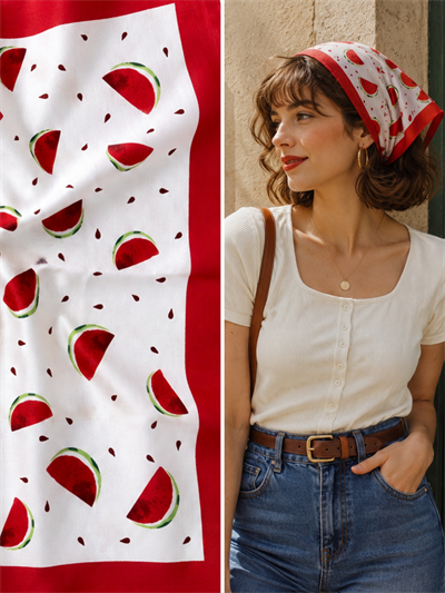Retrobird Watermelon Vintage Kırmızı Bandana Fular
