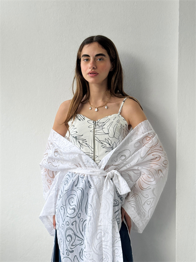 Retrobird Burnt Transparent Fabric Kimono