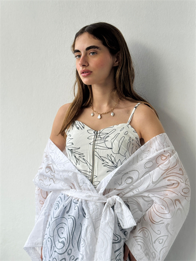 Retrobird Burnt Transparent Fabric Kimono