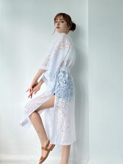 Retrobird Burning Transparent Fabric Kimono