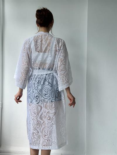 Retrobird Burning Transparent Fabric Kimono