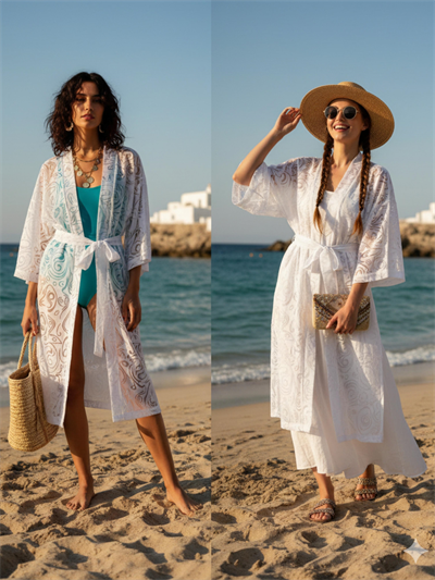 Retrobird Burnt Transparent Fabric Kimono