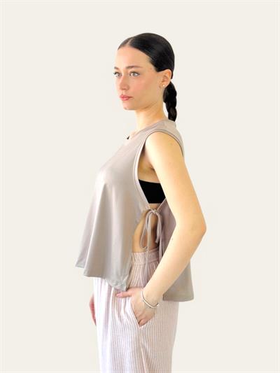 Retrobird Paper Bag Color Yoga Top with Side Ties
