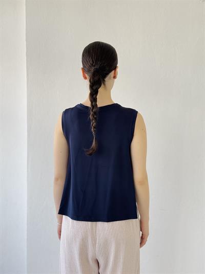 Retrobird Navy Blue Yoga Top with Side Ties