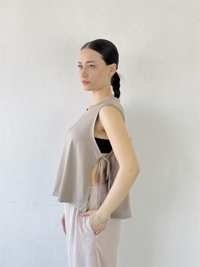 Retrobird Paper Bag Color Yoga Top with Side Ties