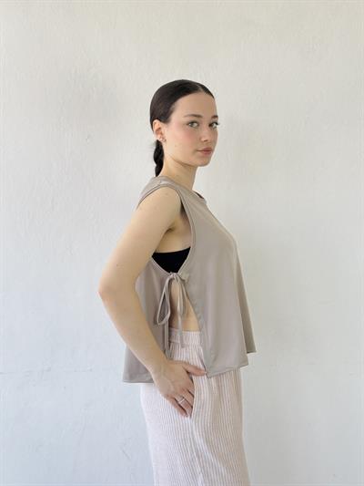 Retrobird Paper Bag Color Yoga Top with Side Ties