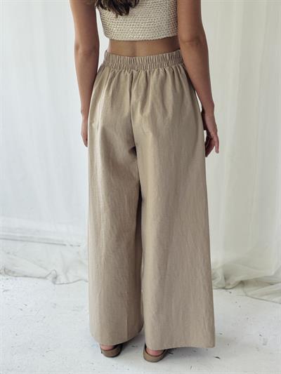 Retrobird Yırtmaç Detaylı Wide-Leg Vizon Pantolon Etek