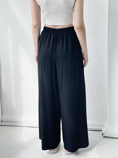 Retrobird Yırtmaç Detaylı Wide-Leg Siyah Pantolon Etek