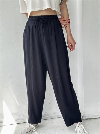 Retrobird Yoga Meditasyon Hafif Bağlamalı Şalvar Siyah Pantolon 