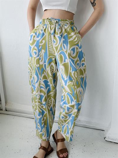 Retrobird Yoga Meditasyon Hafif Şalvar Keten Çok Renkli Pantolon