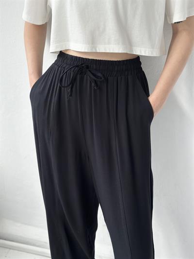 Retrobird Yoga Meditasyon Hafif Bağlamalı Şalvar Siyah Pantolon 