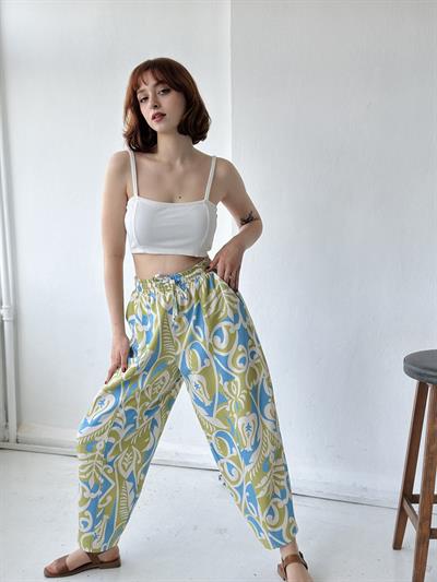 Retrobird Yoga Meditasyon Hafif Şalvar Keten Çok Renkli Pantolon