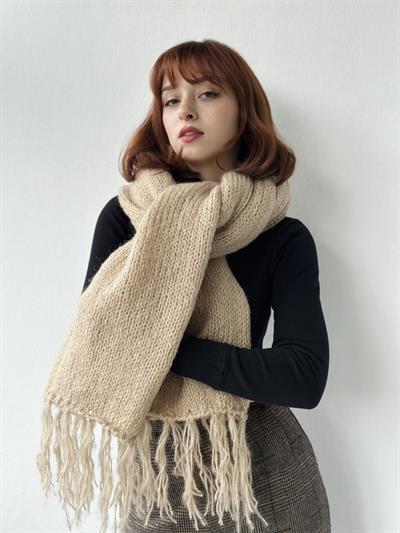 Retrobird Yumuşak Dokulu Örme Büyük Boy Taş Kadın Atkı