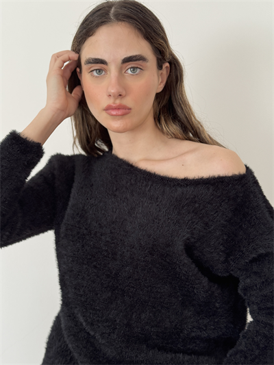 Retrobird Black Soft Fluffy Cozy Knit Sweater