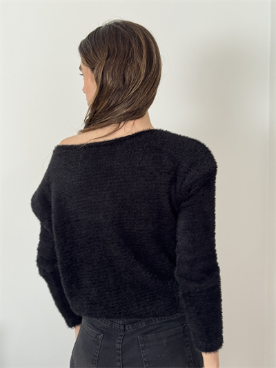 Retrobird Black Soft Fluffy Cozy Knit Sweater