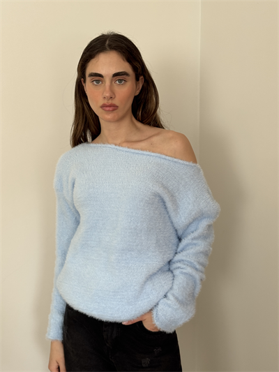 Retrobird Light Blue Soft Fluffy Cozy Knit Sweater