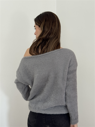 Retrobird Grey Soft Fluffy Cozy Knit Sweater