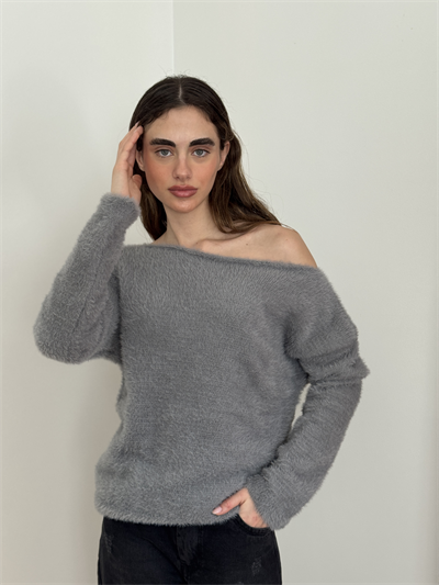 Retrobird Grey Soft Fluffy Cozy Knit Sweater