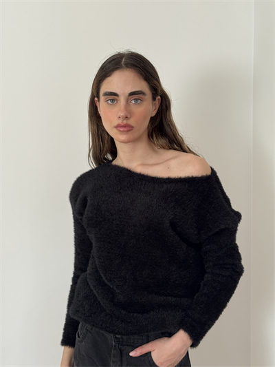 Retrobird Black Soft Fluffy Cozy Knit Sweater