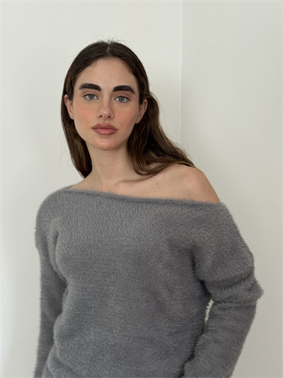 Retrobird Grey Soft Fluffy Cozy Knit Sweater