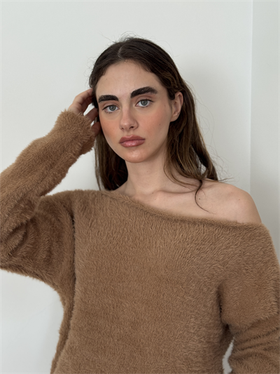 Retrobird Camel Soft Fluffy Cozy Knit Sweater
