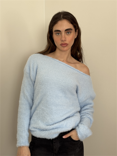 Retrobird Light Blue Soft Fluffy Cozy Knit Sweater