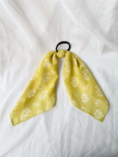 Retrobird Yellow Ethnic Patterned Elastic Buckle Womens Scarf