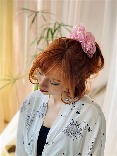 Retrobird Standard Size Pink Color Large Scrunchie Bagel Buckle