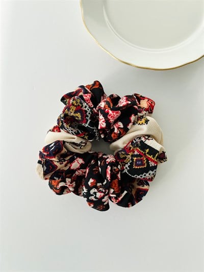 Retrobird Standard Size Colorful Imported Quality Crepe Scrunchie Bagel Buckle