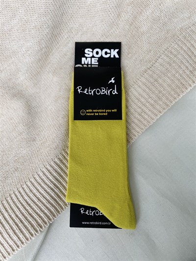 Retrobird Cotton Single Pair Mustard Colored Unisex Socks
