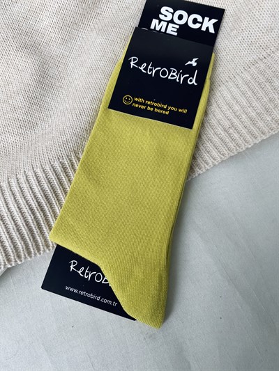 Retrobird Cotton Single Pair Mustard Colored Unisex Socks
