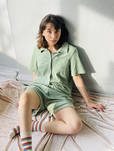 Retrobird Cotton Single Double Color Unisex Striped Socks