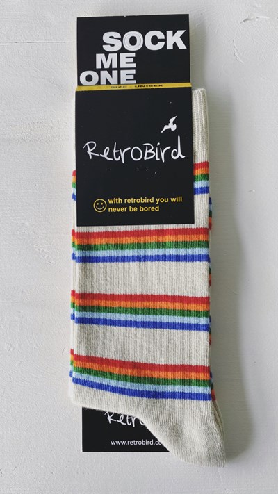 Retrobird Cotton Single Double Color Unisex Striped Socks
