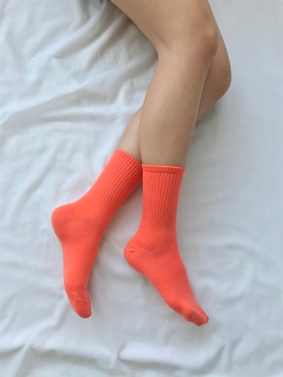 Retrobird Cotton Single Pair Orange Unisex Sports Socks