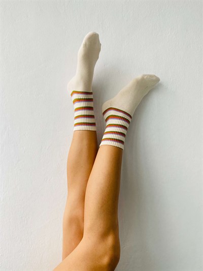 Retrobird Cotton Single Double Color Unisex Striped Sports Socks