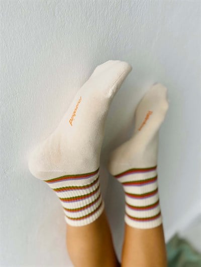 Retrobird Cotton Single Double Color Unisex Striped Sports Socks