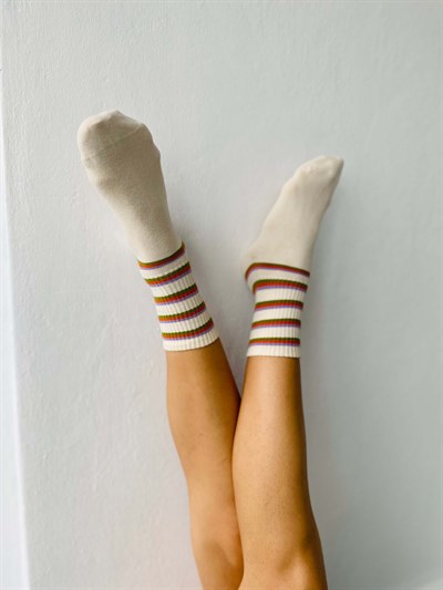 Retrobird Cotton Single Double Color Unisex Striped Sports Socks