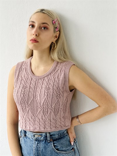 Retrobird Örgü Triko Mevsimlik Pudra Renkli Süveter