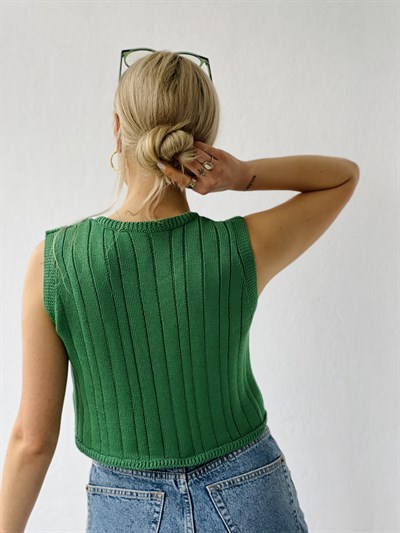 Retrobird Örgü Triko Mevsimlik Yeşil Renkli Süveter