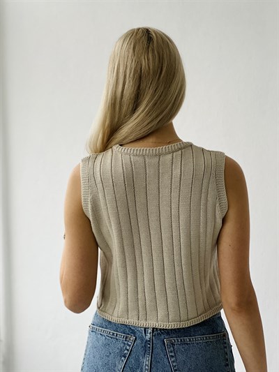 Retrobird Örgü Triko Mevsimlik Taş Renkli Süveter